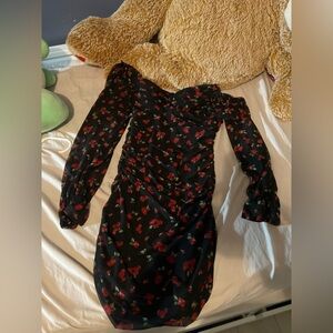 Size M black dress with cherries